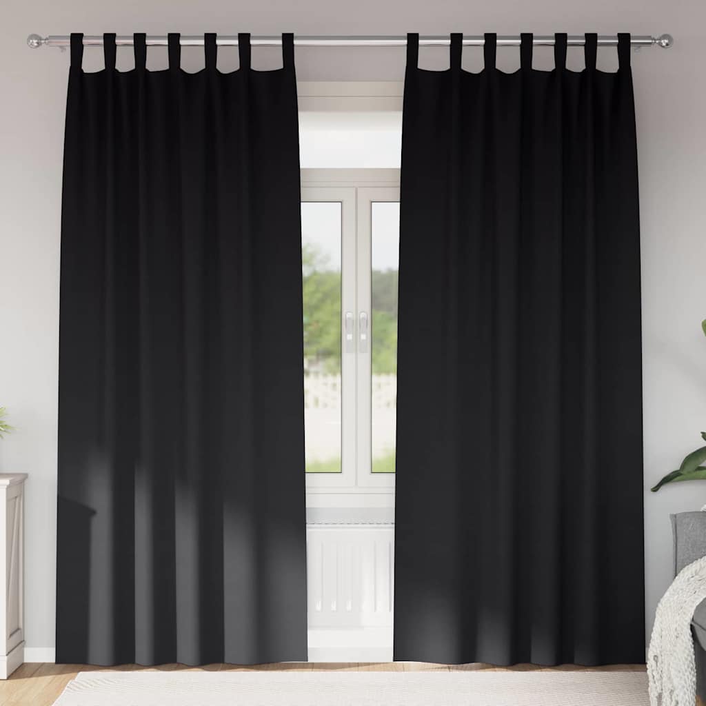 Verdunkelungs-Vorhänge mit Ringen 2 pcs Schwarz 245 x 140 cm