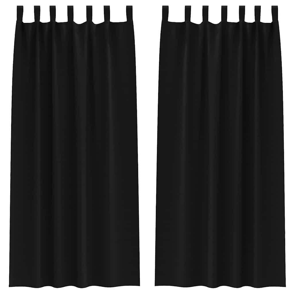 Verdunkelungs-Vorhänge mit Ringen 2 pcs Schwarz 245 x 140 cm