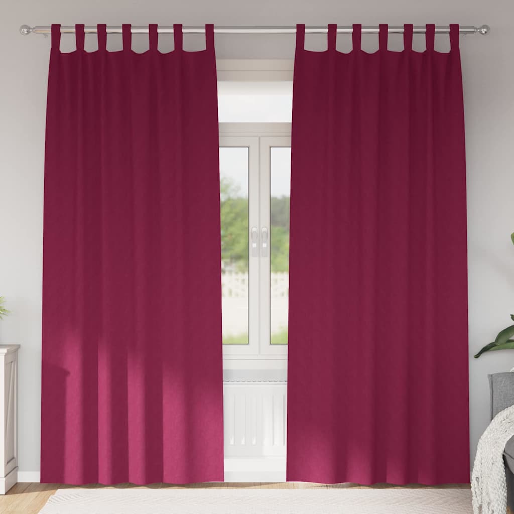 Verdunkelungs-Vorhänge mit Ringen 2 pcs Weinrot 260 x 140 cm