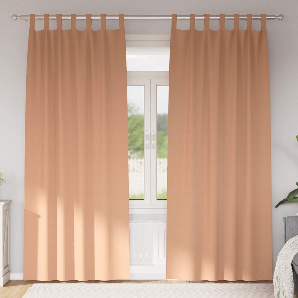 Verdunkelungs-Vorhänge mit Ringen 2 pcs Hellbraun 225 x 140 cm