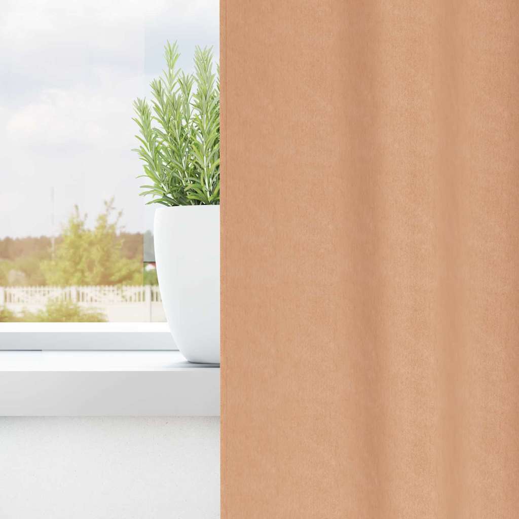 Verdunkelungs-Vorhänge mit Ringen 2 pcs Hellbraun 260 x 140 cm