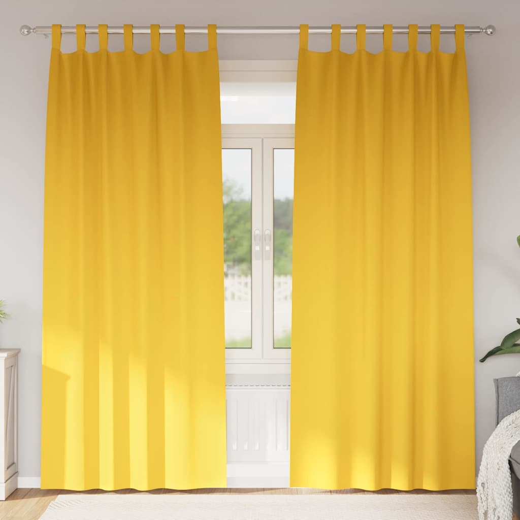 Verdunkelungs-Vorhänge mit Ringen 2 pcs Senfgelb 225 x 140 cm