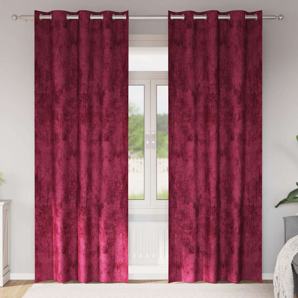 Samtvorhänge mit Vorhängen 2 pcs Weinrot 225 x 140 cm Samt