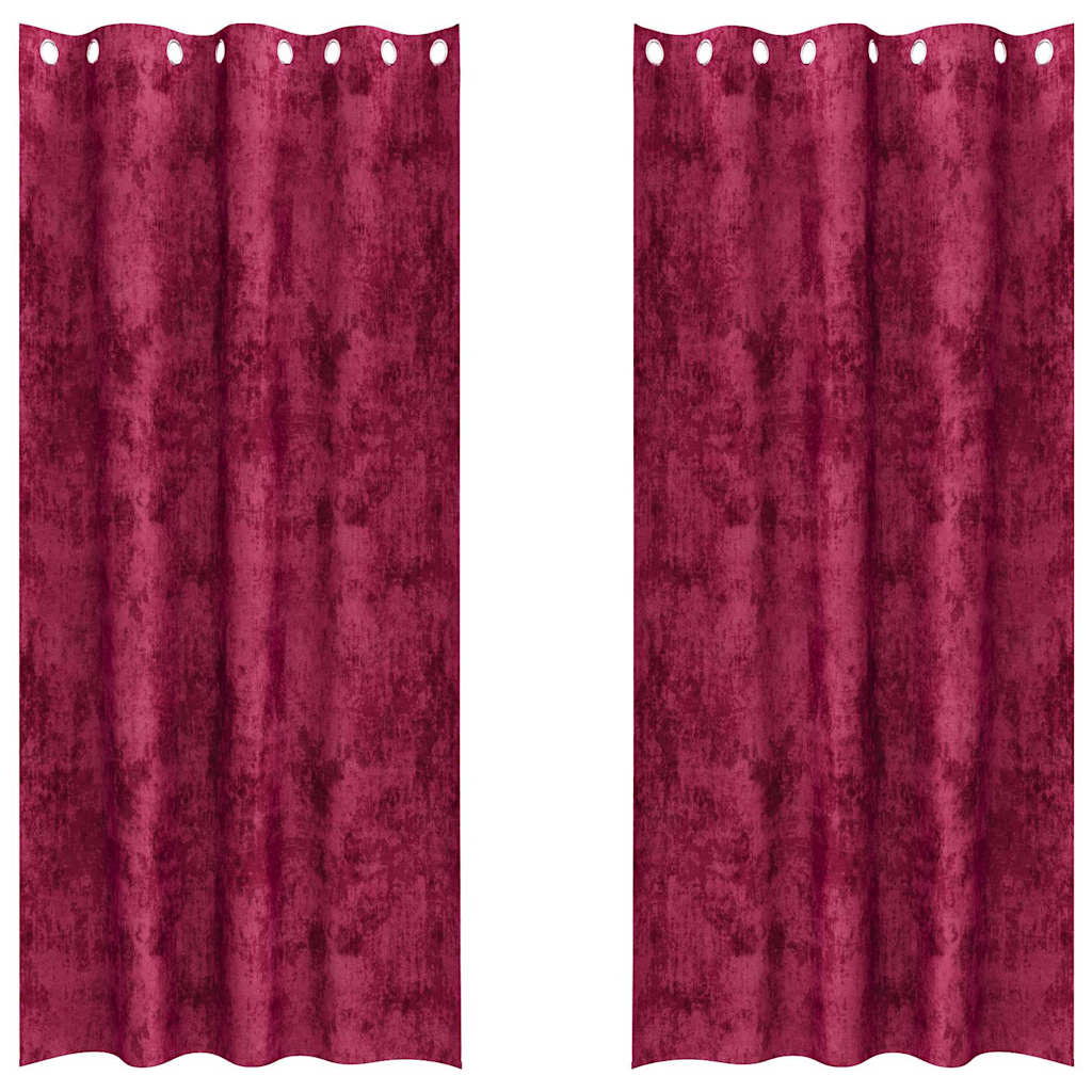 Samtvorhänge mit Vorhängen 2 pcs Weinrot 260 x 140 cm Samt