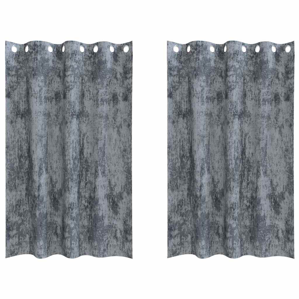 Samtvorhänge mit Vorhängen 2 pcs Silber Grau 175 x 140 cm Samt