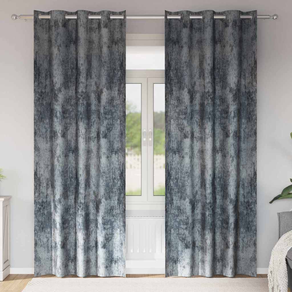 Samtvorhänge mit Vorhängen 2 pcs Silber Grau 245 x 140 cm Samt