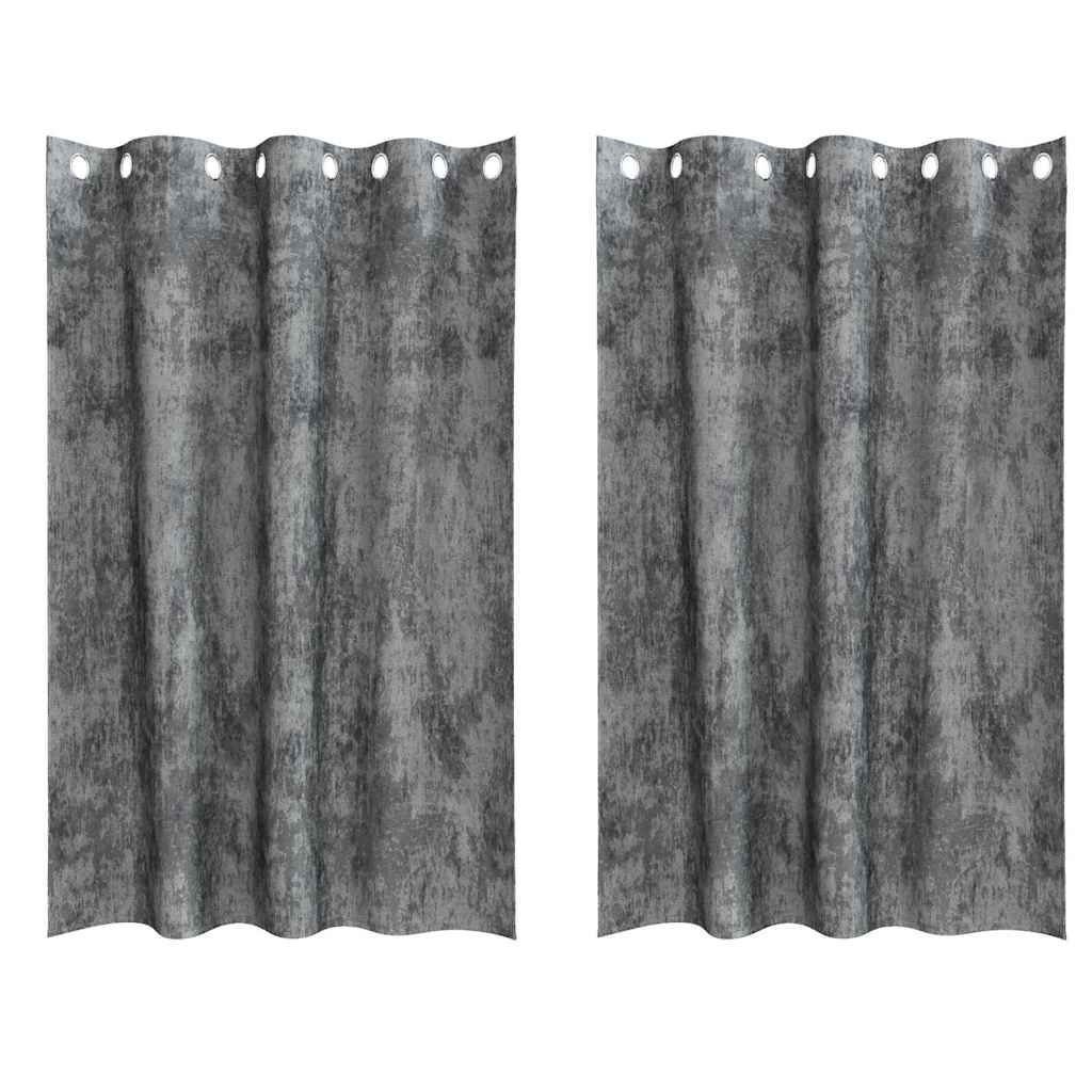 Samtvorhänge mit Vorhängen 2 pcs Grau 175 x 140 cm Samt