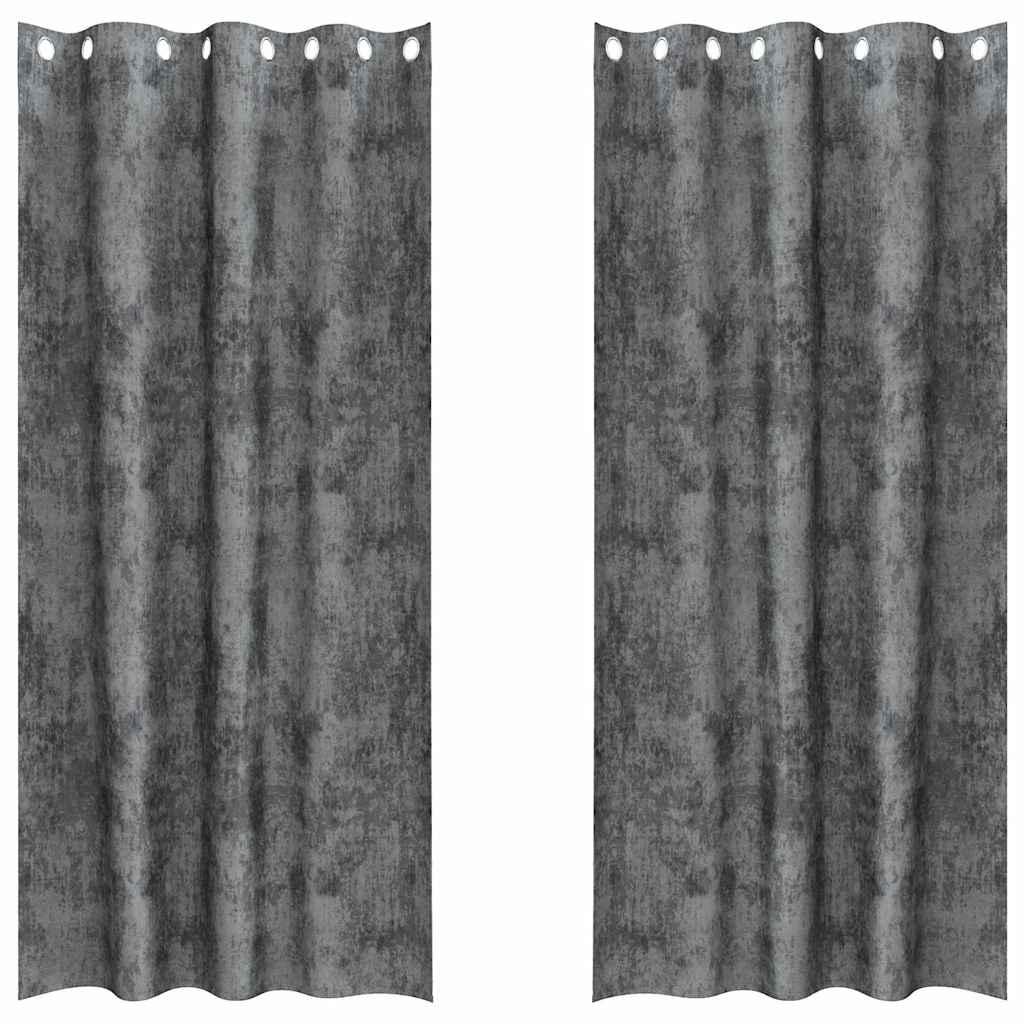 Samtvorhänge mit Vorhängen 2 pcs Grau 225 x 140 cm Samt