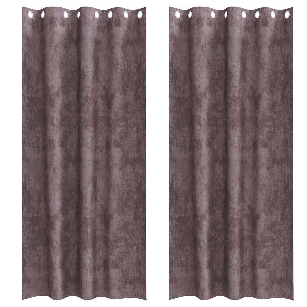 Samtvorhänge mit Vorhängen 2 pcs Braun 225 x 140 cm Samt