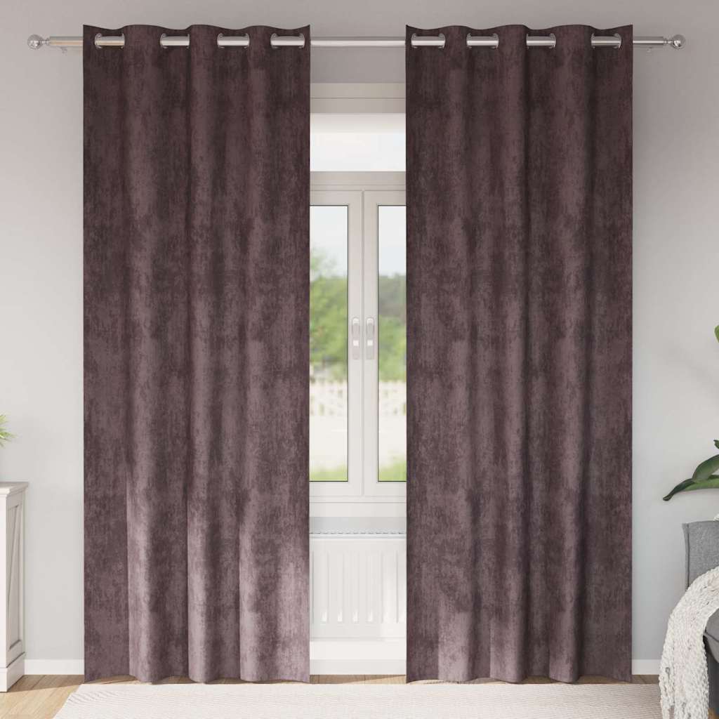 Samtvorhänge mit Vorhängen 2 pcs Braun 260 x 140 cm Samt