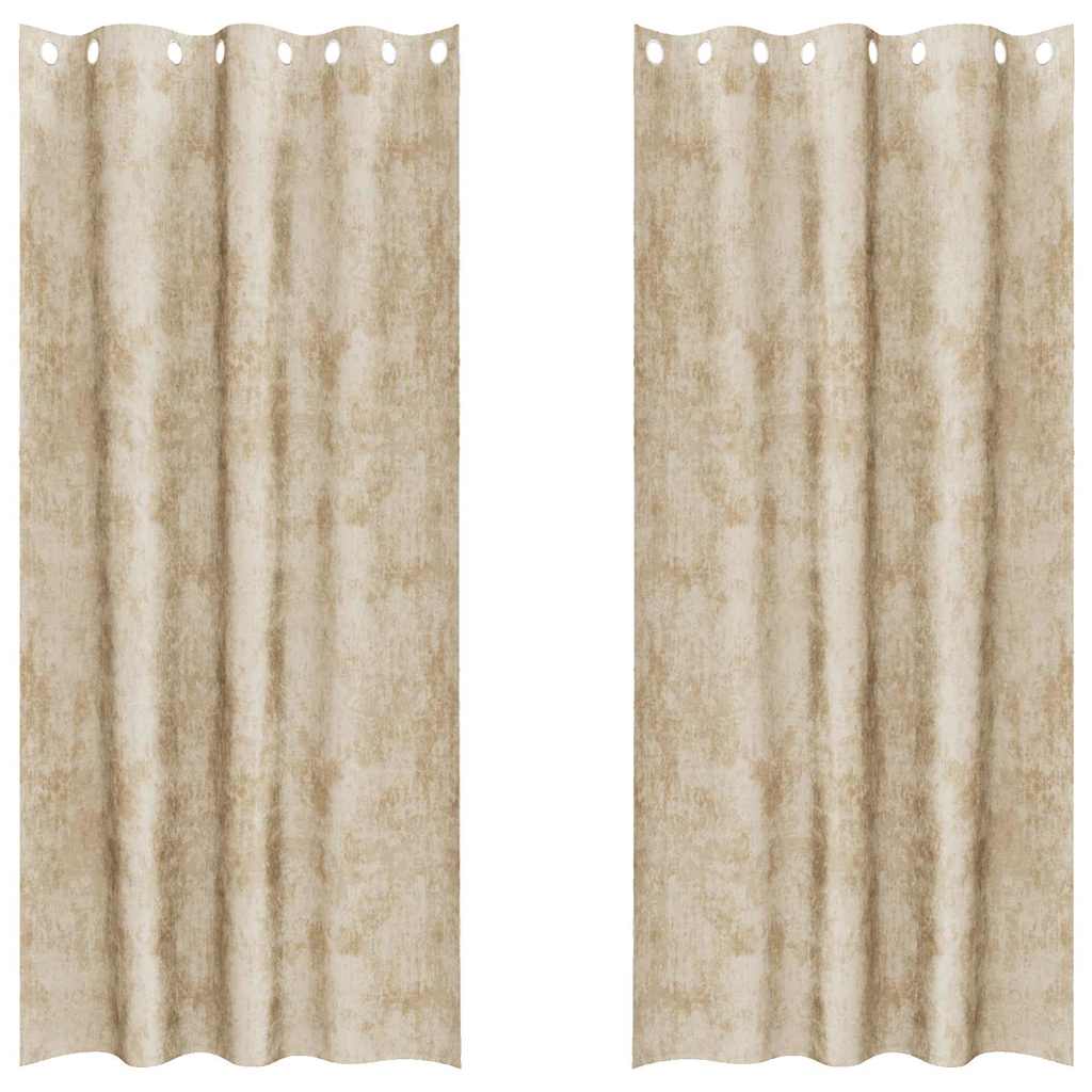 Samtvorhänge mit Vorhängen 2 pcs Creme 260 x 140 cm Samt