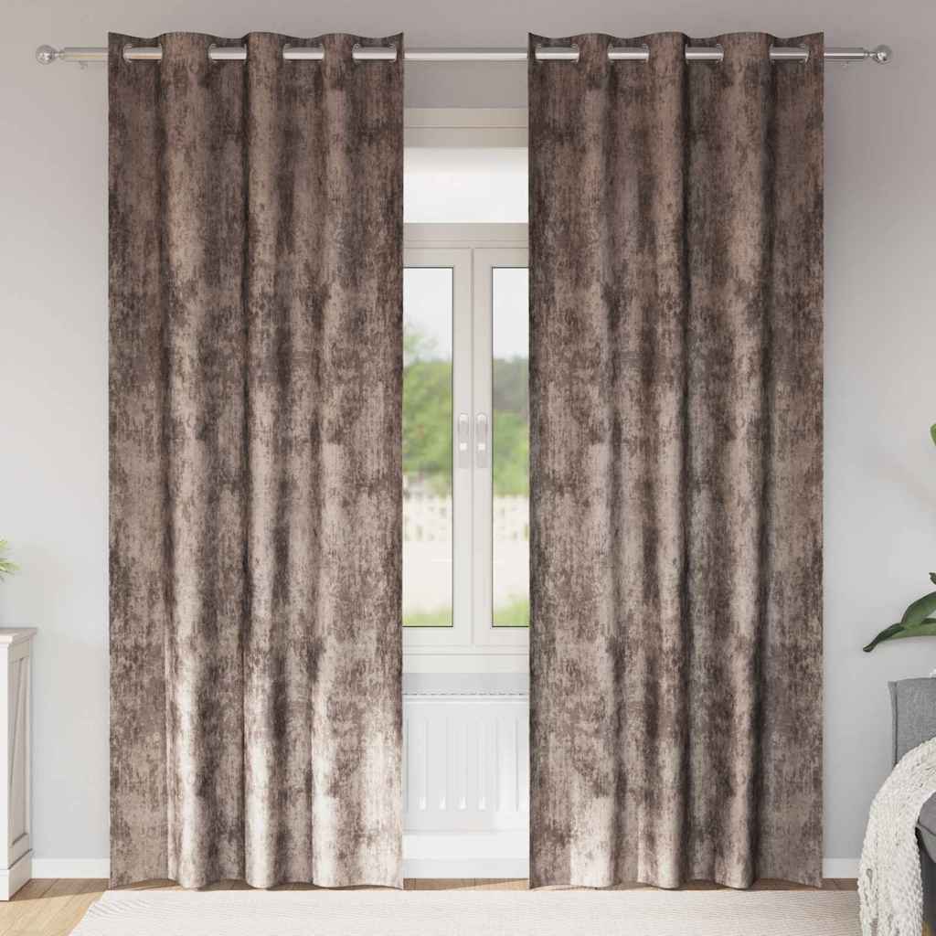 Samtvorhänge mit Vorhängen 2 pcs Cappuccino 225 x 140 cm Samt