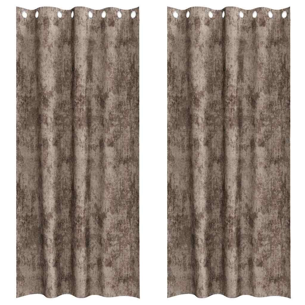 Samtvorhänge mit Vorhängen 2 pcs Cappuccino 245 x 140 cm Samt