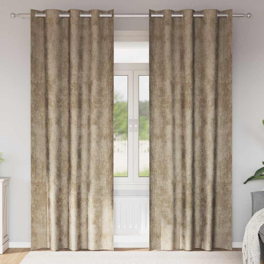 Samtvorhänge mit Vorhängen 2 pcs Champagner 260 x 140 cm Samt