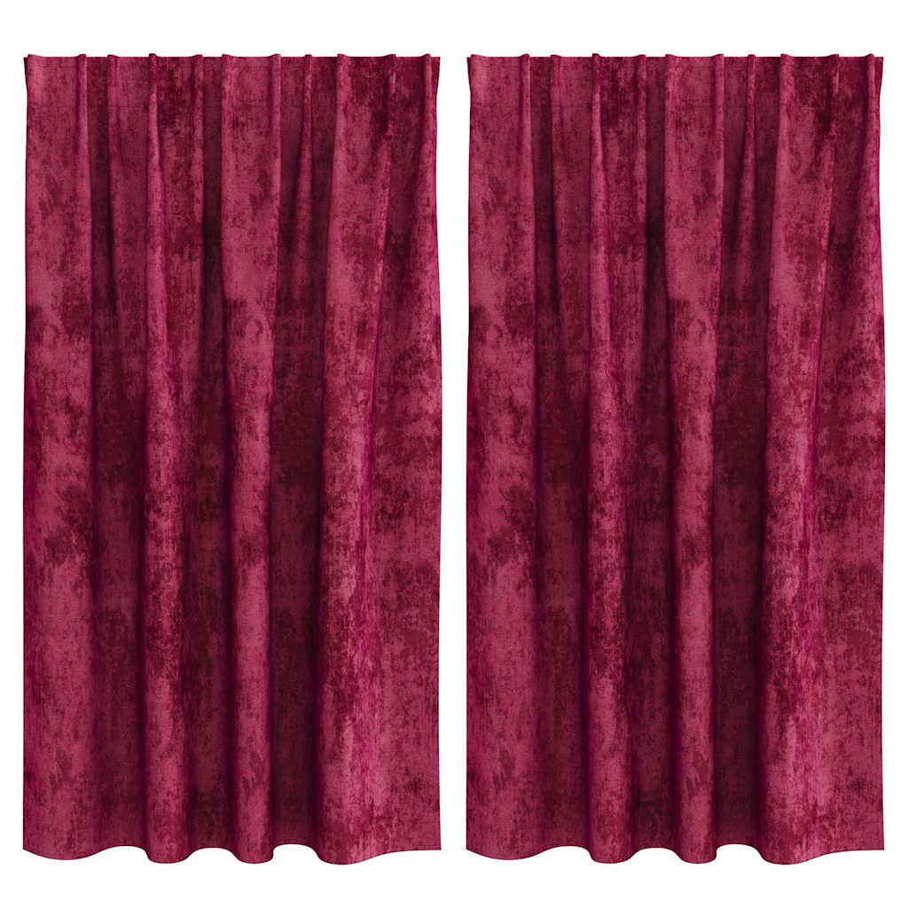 Samtvorhänge mit Vorhängen 2 pcs Weinrot 140 x 140 cm Samt