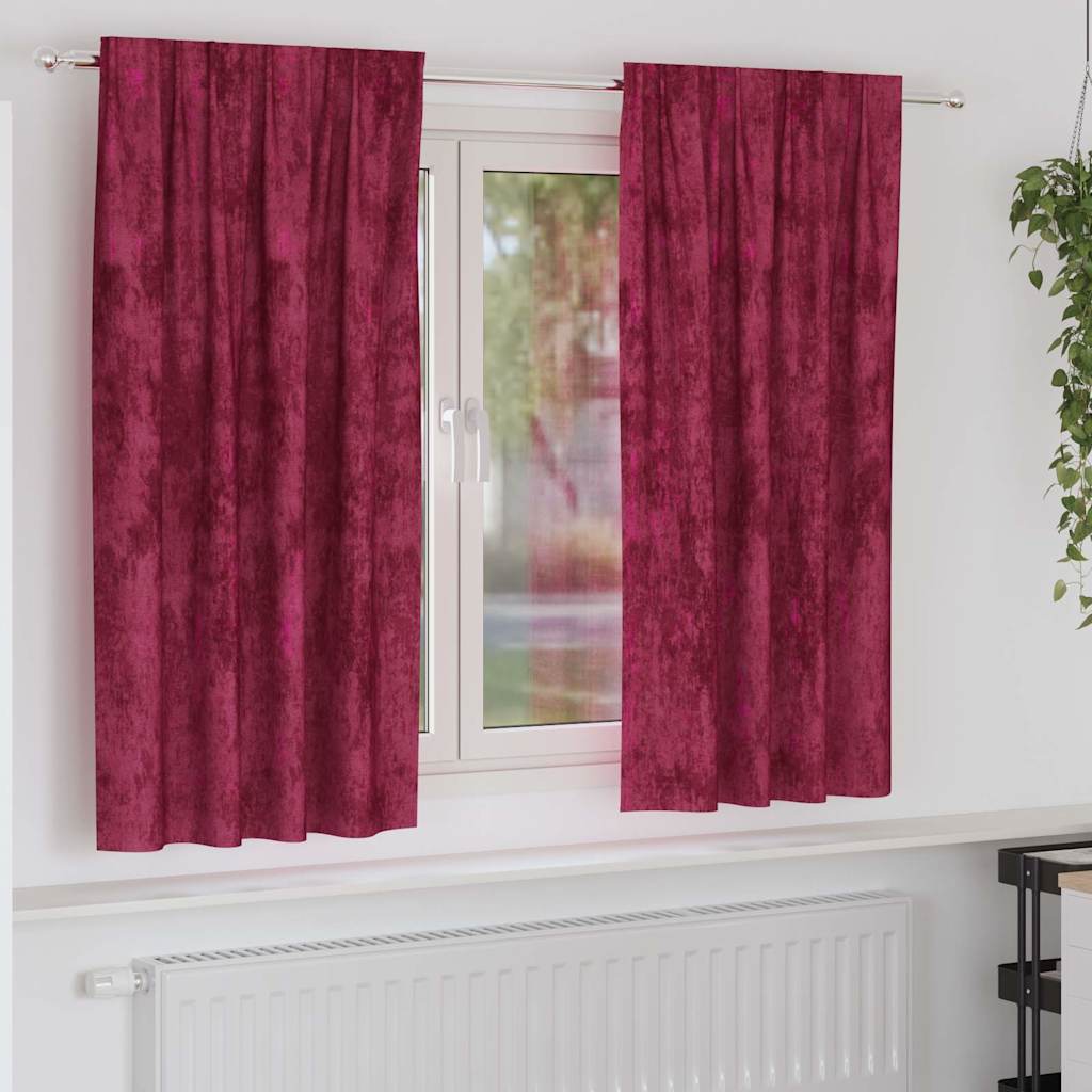 Samtvorhänge mit Vorhängen 2 pcs Weinrot 175 x 140 cm Samt
