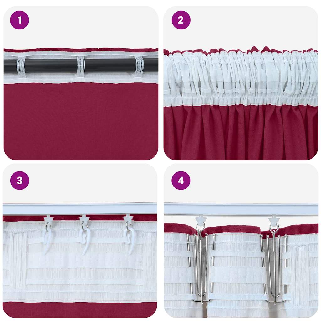 Samtvorhänge mit Vorhängen 2 pcs Weinrot 260 x 140 cm Samt