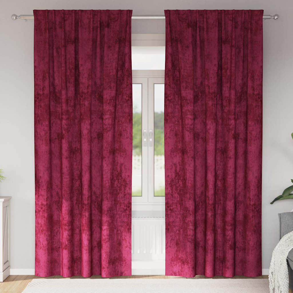 Samtvorhänge mit Vorhängen 2 pcs Weinrot 260 x 140 cm Samt