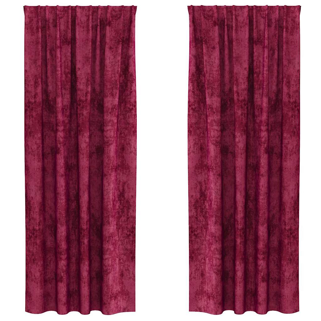 Samtvorhänge mit Vorhängen 2 pcs Weinrot 260 x 140 cm Samt