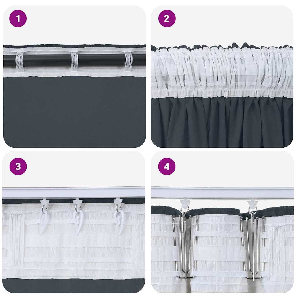 Samtvorhänge mit Vorhängen 2 pcs Silber Grau 140 x 140 cm Samt