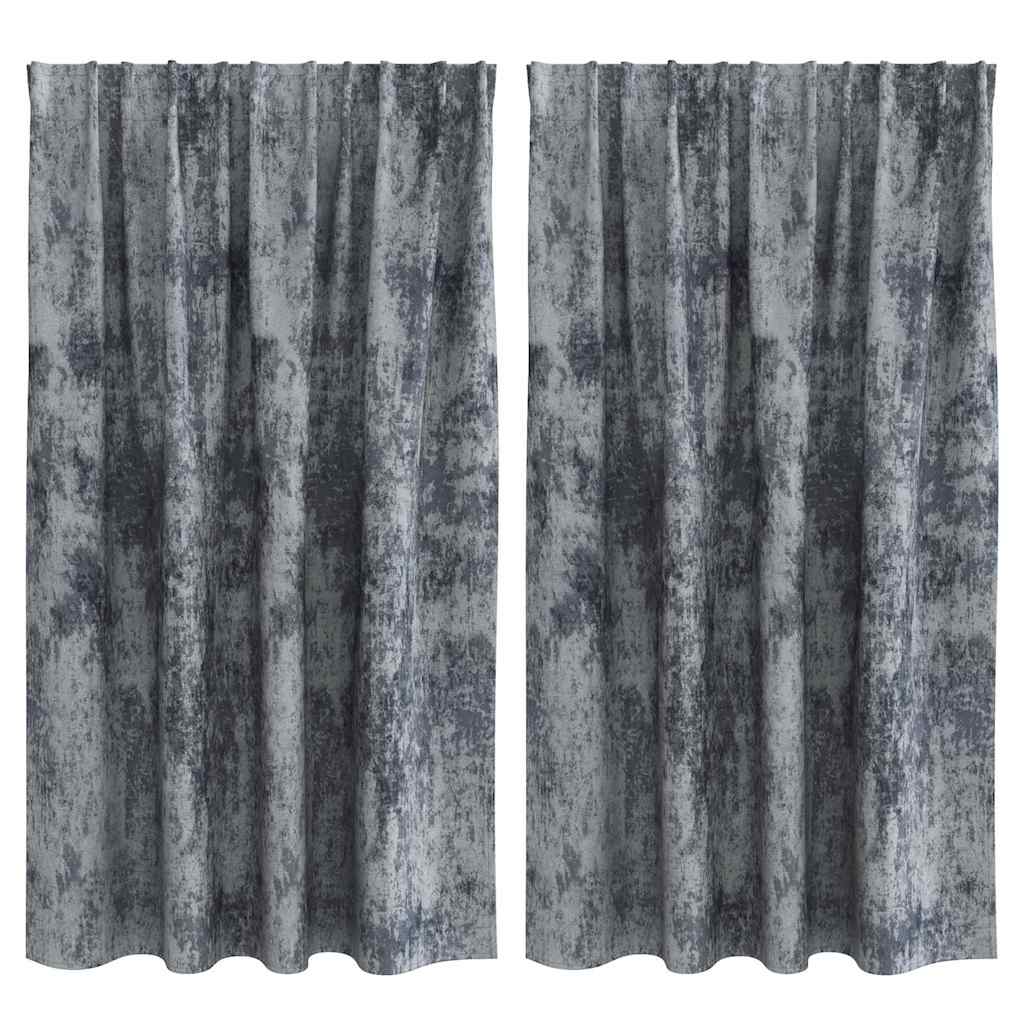 Samtvorhänge mit Vorhängen 2 pcs Silber Grau 140 x 140 cm Samt