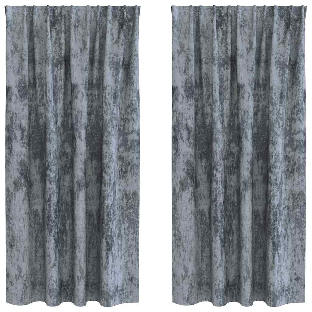 Samtvorhänge mit Vorhängen 2 pcs Silber Grau 175 x 140 cm Samt
