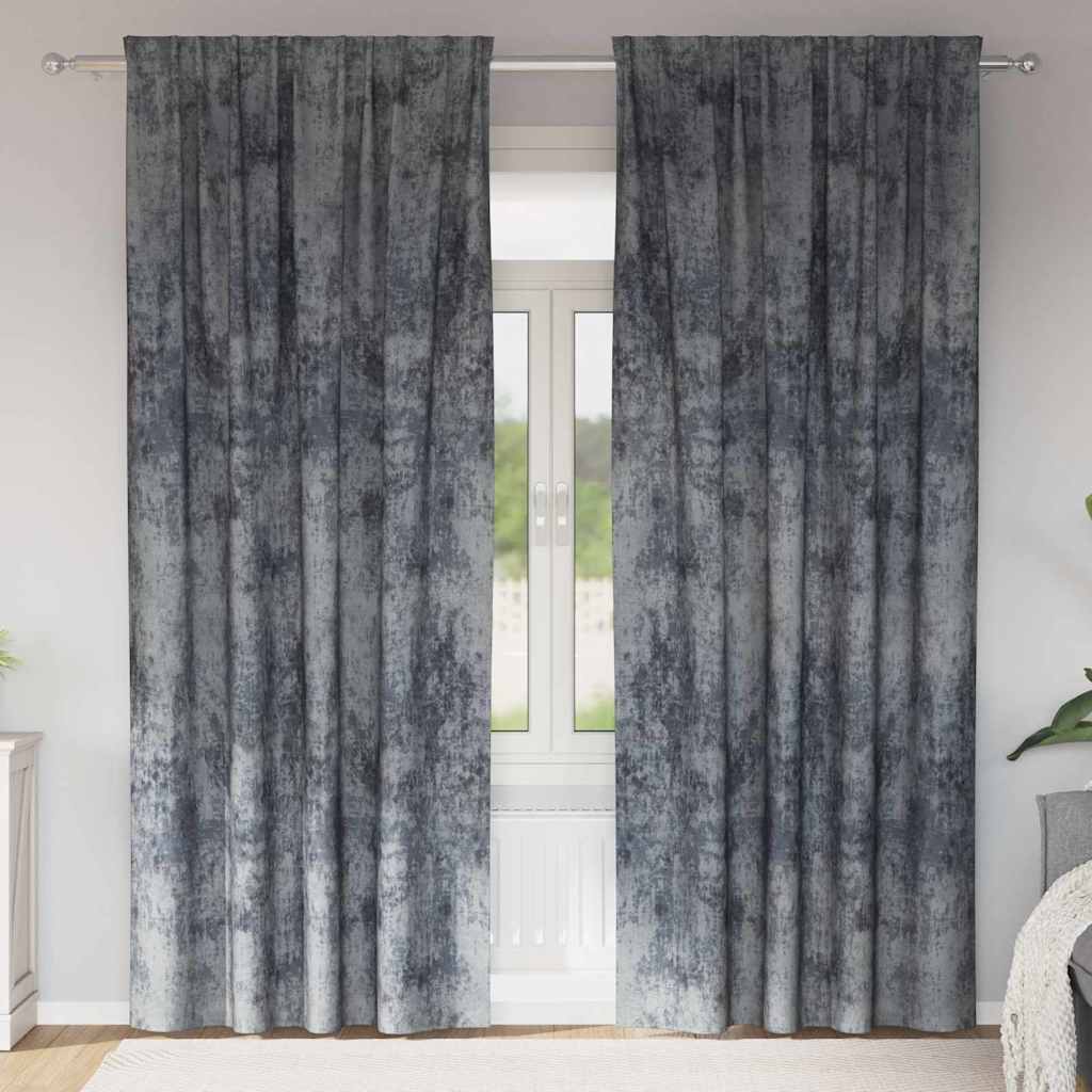 Samtvorhänge mit Vorhängen 2 pcs Silber Grau 260 x 140 cm Samt