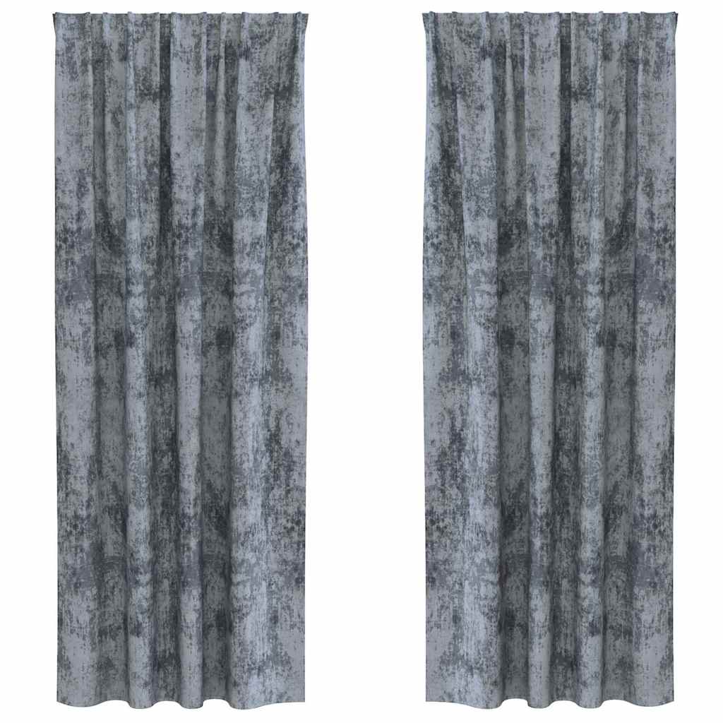Samtvorhänge mit Vorhängen 2 pcs Silber Grau 260 x 140 cm Samt