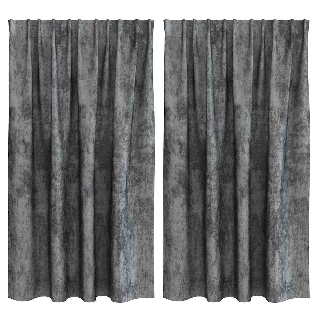 Samtvorhänge mit Vorhängen 2 pcs Grau 140 x 140 cm Samt