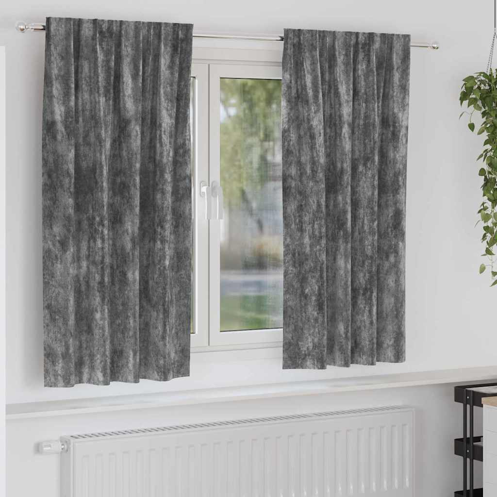 Samtvorhänge mit Vorhängen 2 pcs Grau 175 x 140 cm Samt