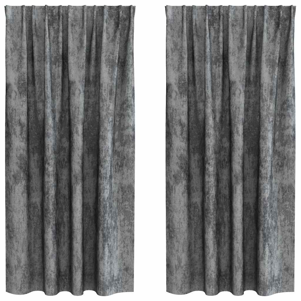 Samtvorhänge mit Vorhängen 2 pcs Grau 175 x 140 cm Samt