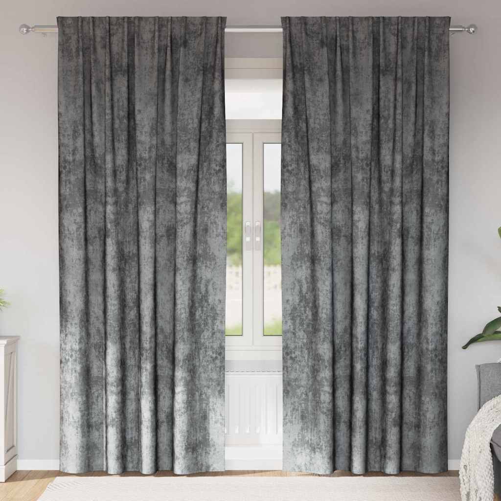 Samtvorhänge mit Vorhängen 2 pcs Grau 260 x 140 cm Samt