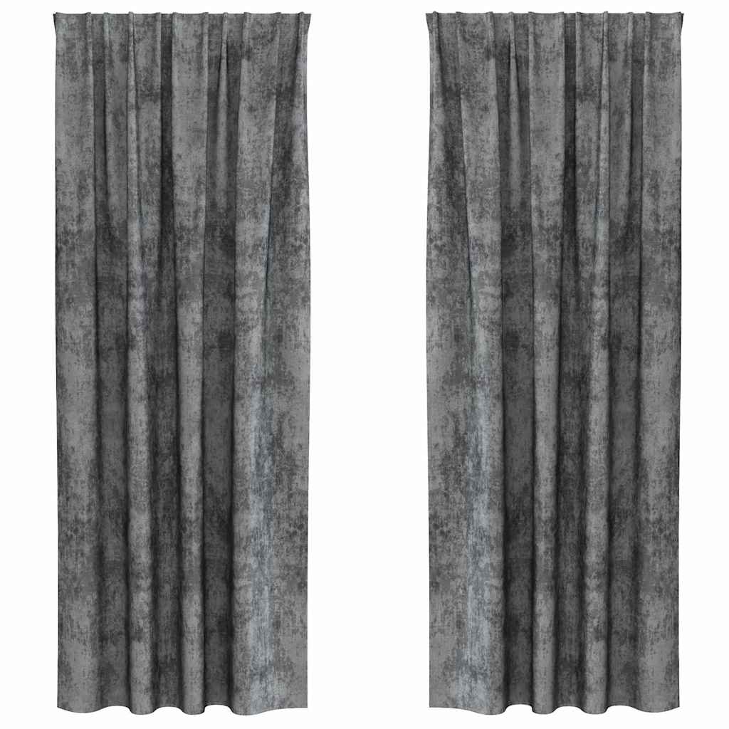 Samtvorhänge mit Vorhängen 2 pcs Grau 260 x 140 cm Samt