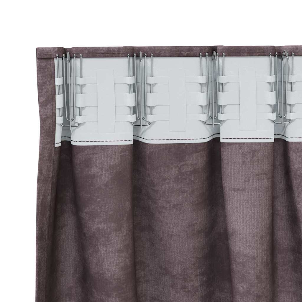 Samtvorhänge mit Vorhängen 2 pcs Braun 175 x 140 cm Samt