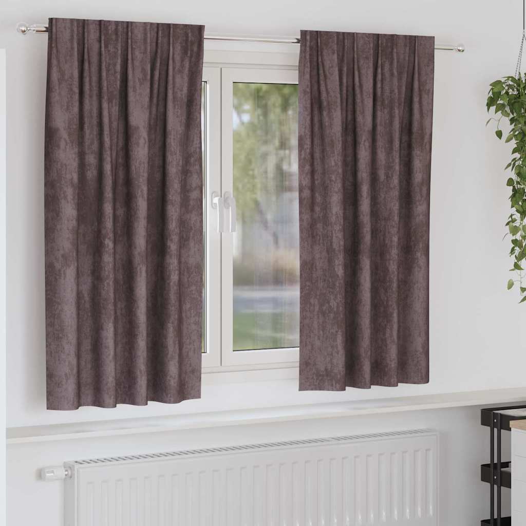 Samtvorhänge mit Vorhängen 2 pcs Braun 175 x 140 cm Samt