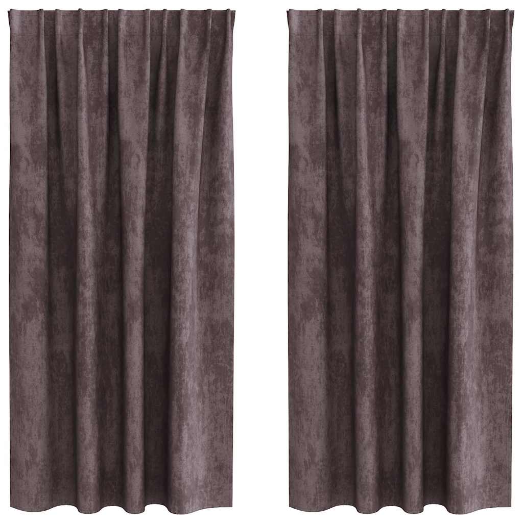 Samtvorhänge mit Vorhängen 2 pcs Braun 175 x 140 cm Samt