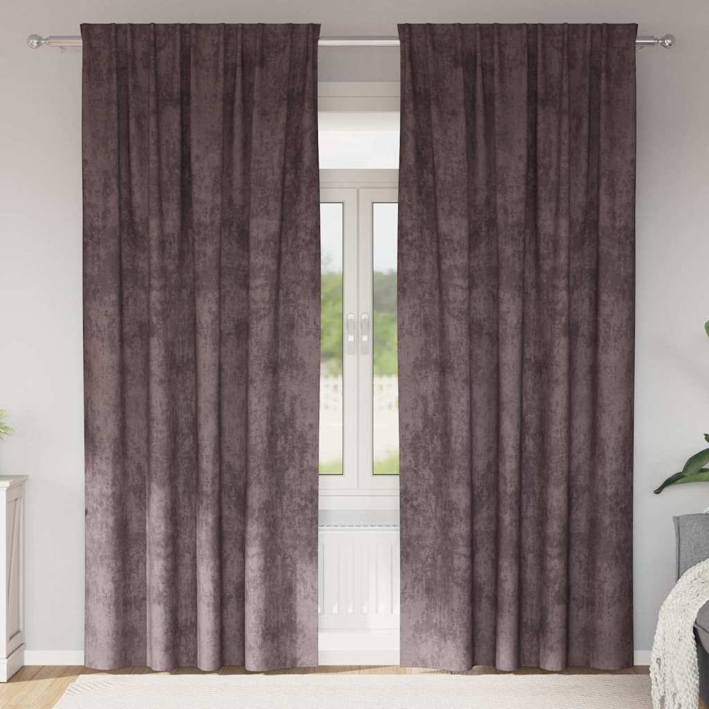 Samtvorhänge mit Vorhängen 2 pcs Braun 245 x 140 cm Samt