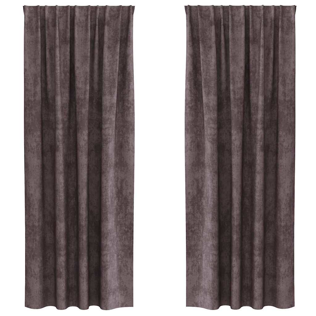 Samtvorhänge mit Vorhängen 2 pcs Braun 260 x 140 cm Samt