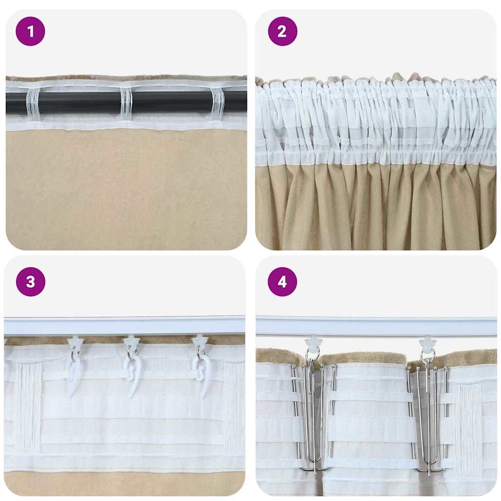 Samtvorhänge mit Vorhängen 2 pcs Creme 175 x 140 cm Samt