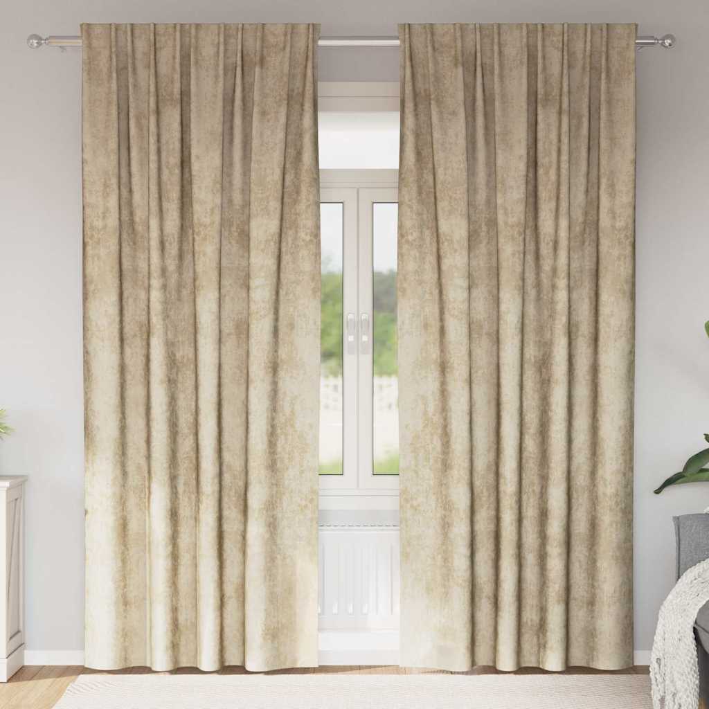 Samtvorhänge mit Vorhängen 2 pcs Creme 260 x 140 cm Samt