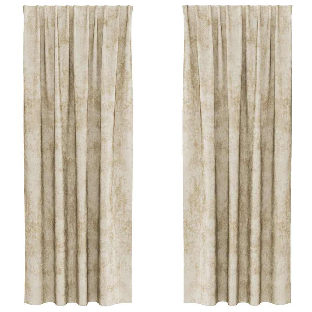 Samtvorhänge mit Vorhängen 2 pcs Creme 260 x 140 cm Samt