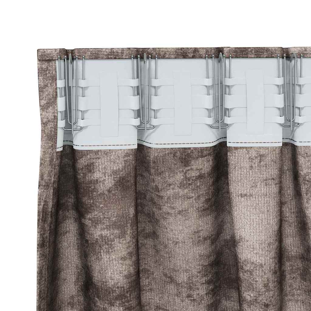 Samtvorhänge mit Vorhängen 2 pcs Cappuccino 225 x 140 cm Samt