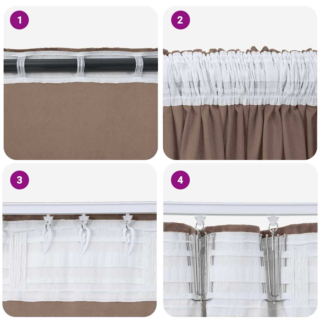 Samtvorhänge mit Vorhängen 2 pcs Cappuccino 225 x 140 cm Samt