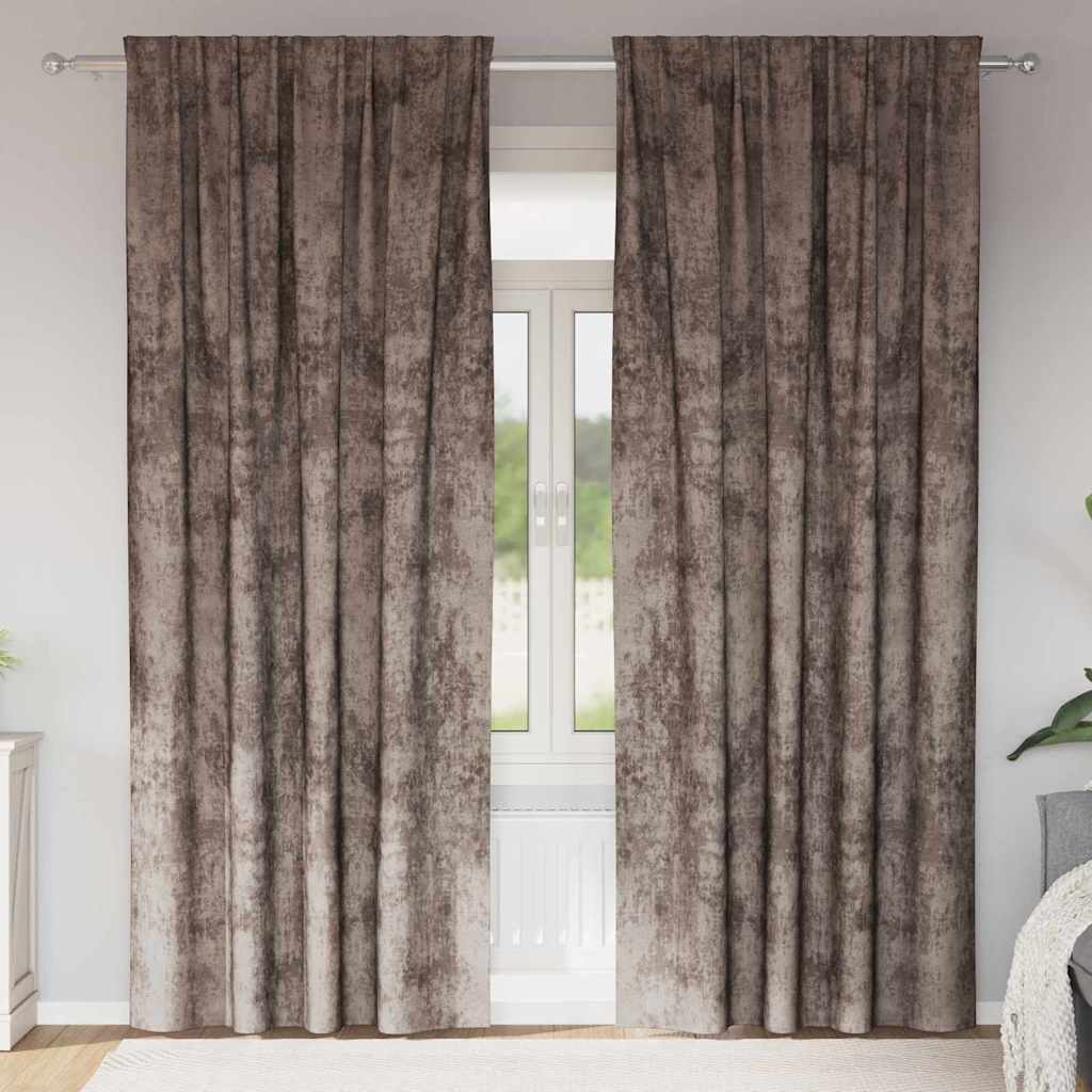 Samtvorhänge mit Vorhängen 2 pcs Cappuccino 245 x 140 cm Samt