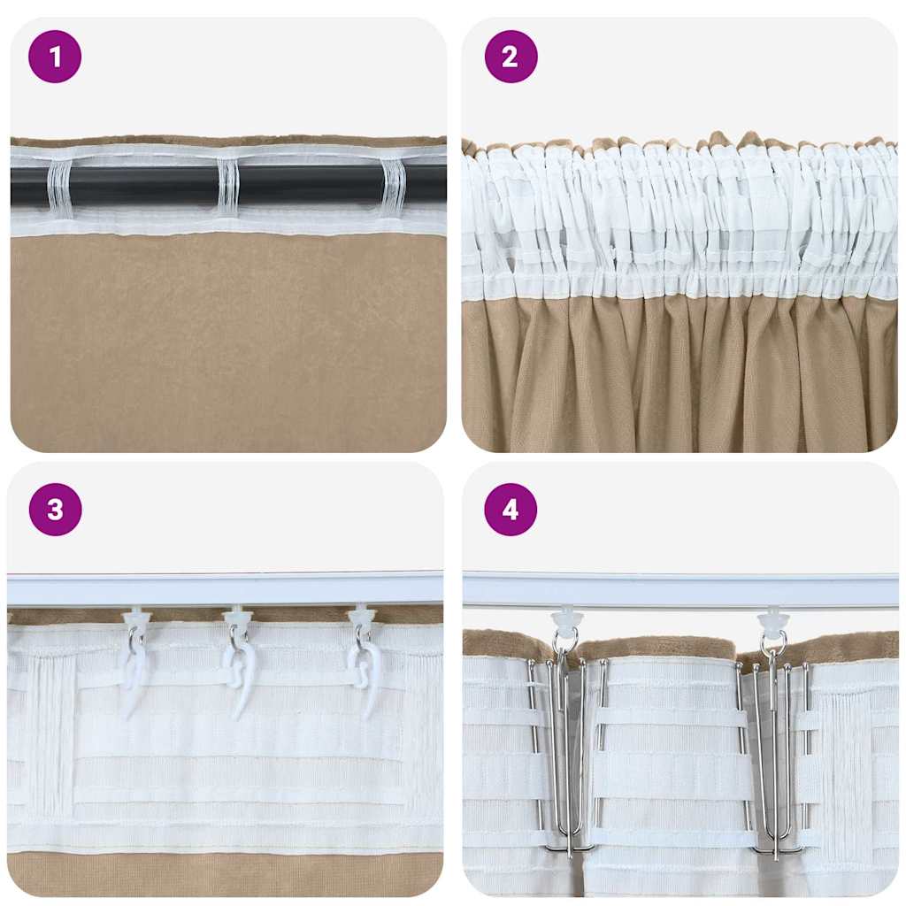 Samtvorhänge mit Vorhängen 2 pcs Champagner 260 x 140 cm Samt