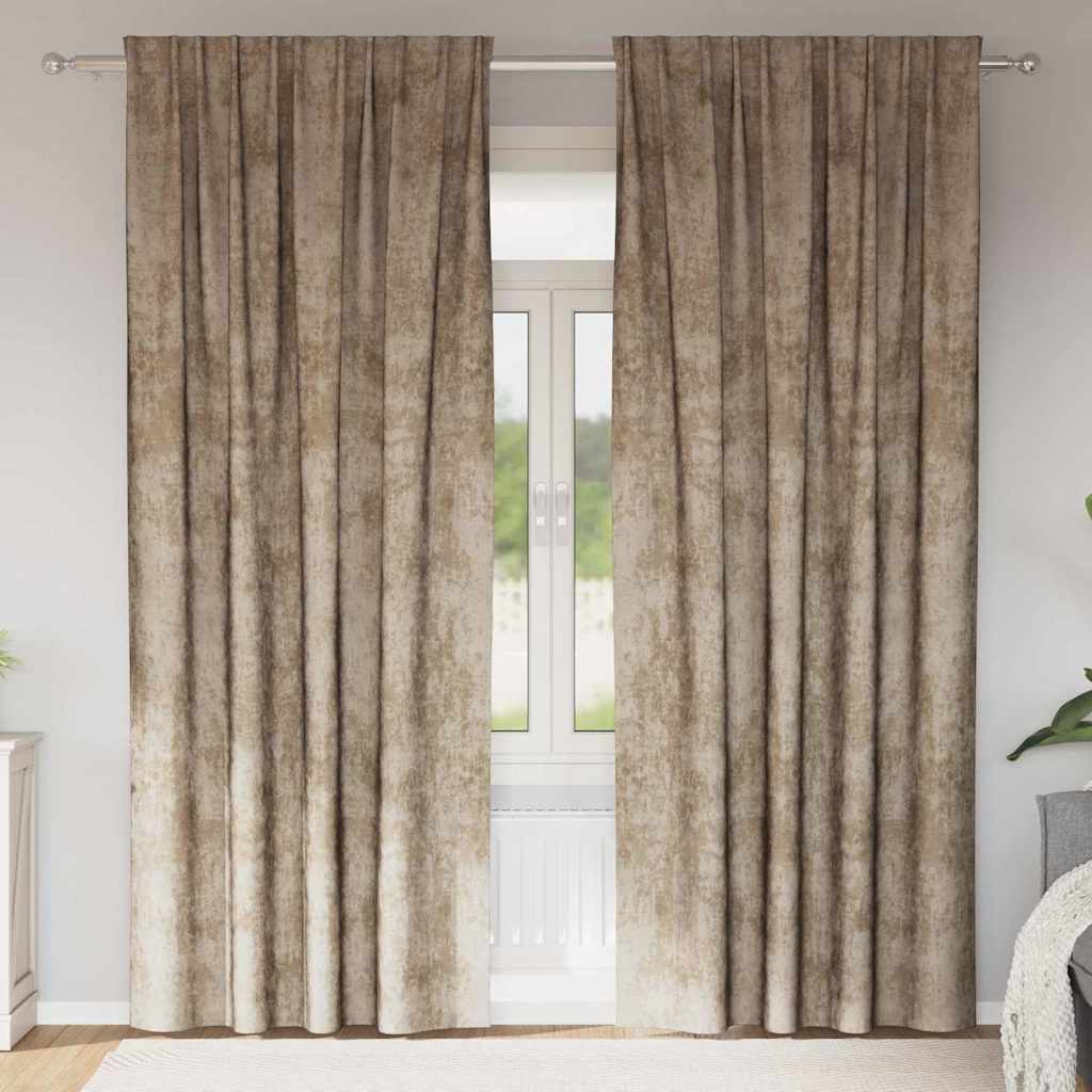 Samtvorhänge mit Vorhängen 2 pcs Champagner 260 x 140 cm Samt