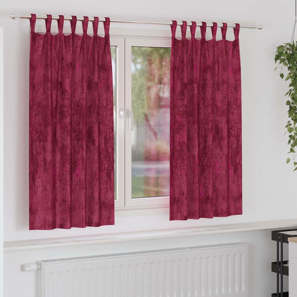Samtvorhänge mit Vorhängen 2 pcs Weinrot 175 x 140 cm Samt