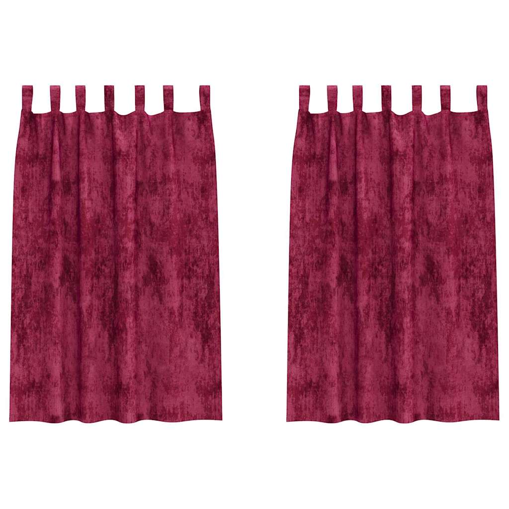 Samtvorhänge mit Vorhängen 2 pcs Weinrot 175 x 140 cm Samt