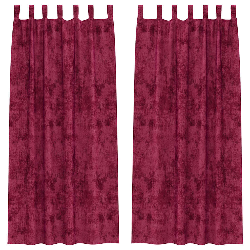Samtvorhänge mit Vorhängen 2 pcs Weinrot 225 x 140 cm Samt