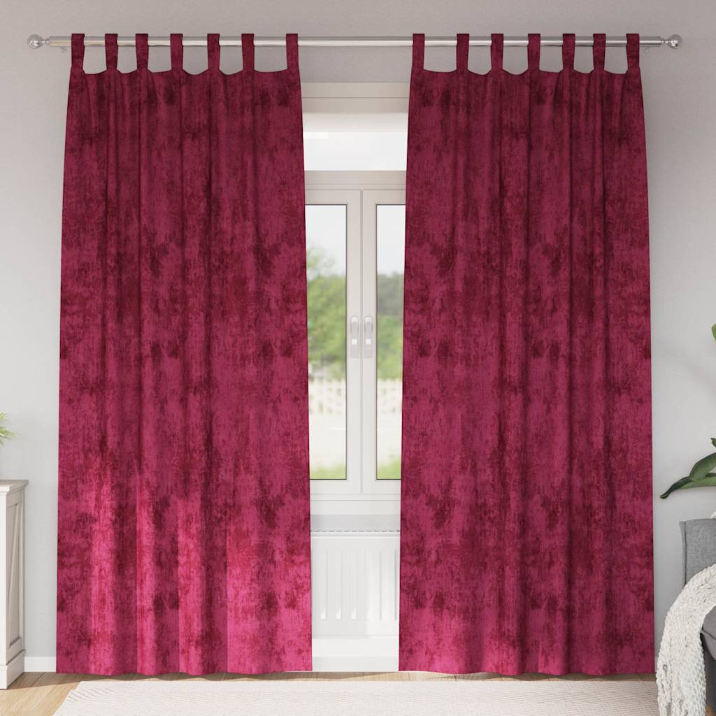 Samtvorhänge mit Vorhängen 2 pcs Weinrot 260 x 140 cm Samt
